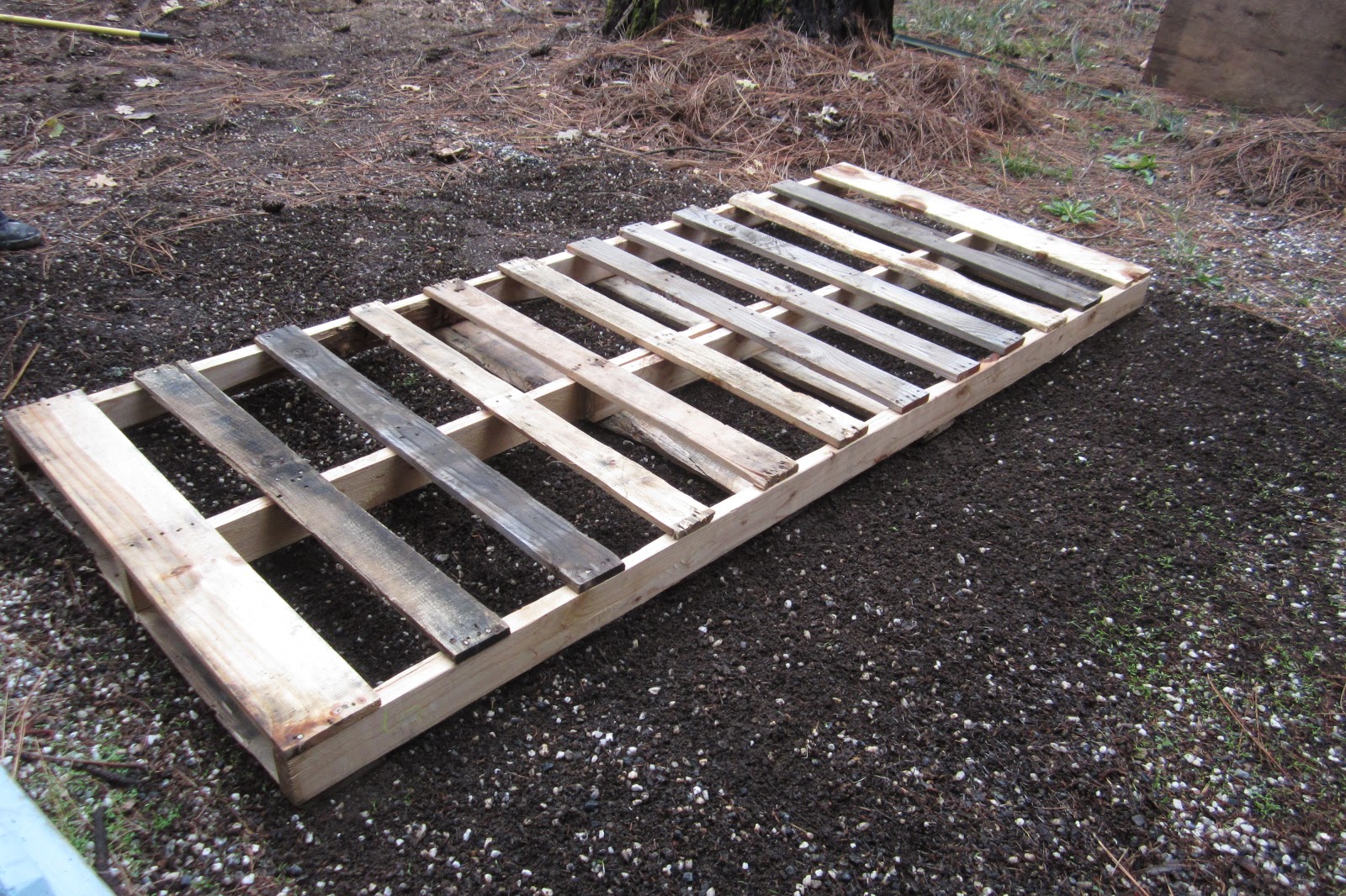 My Garden Pallet Shed: Constructing the Pallet Shed, Day 1